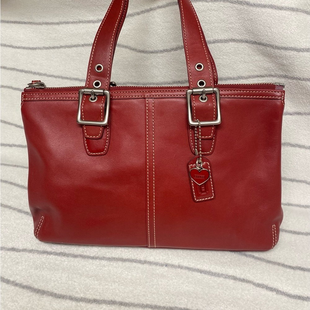 Coach Soho Red Leather Tote Bag